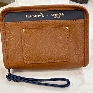 Shinola Detroit Flagship Amenity Kit Designed American Airlines Tan Leather Bag